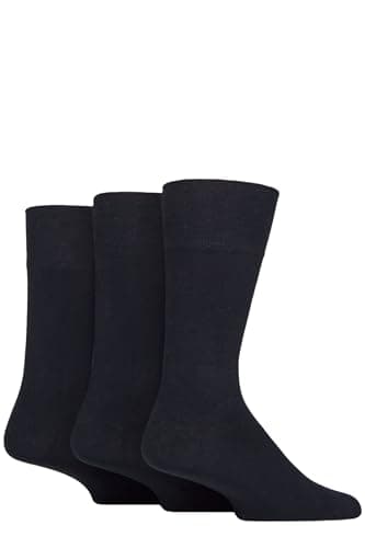 Image of Glenmuir Mens Plain Comfort Cuff Bamboo Socks 3 Pair Pack Size 7-11 Navy