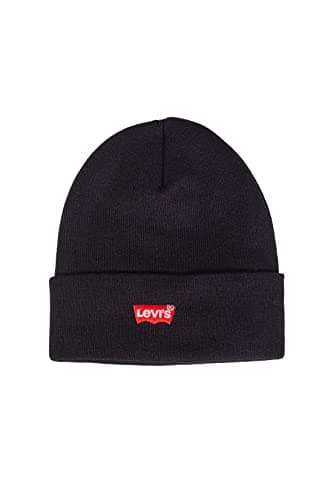 Image of Levi's Men's Red Batwing Embroidered Slouchy Beanie, Black (Regular Black 59), One Size