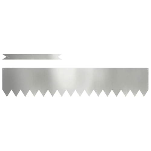 Image of vidaXL Lawn Edging 10 pcs Silver 100 x 0.05 x 20 cm Galvanised Steel, Garden and Terrace, Modern Lawn Edging Divider, Pathway Edge, Outdoor Barrier, Decorative Feature