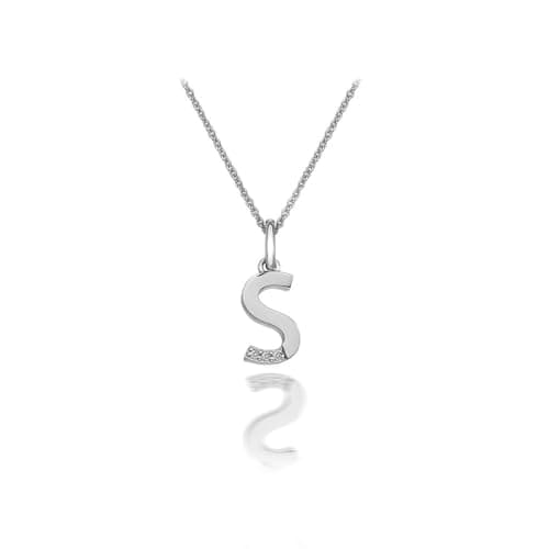 Image of Hot Diamonds 925 Sterling Silver Letter Pendant Necklace | Personalised Initial Letter Necklace for Women | Silver Micro Pendant with 3 Real Diamonds (Letter S)