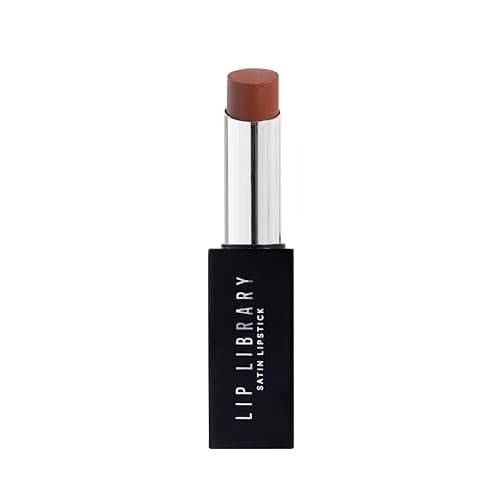 Image of BPerfect Lip Library Lipstick – Long Lasting Satin Lipstick Infused with Jojoba Oil, Shade Drama (Deep Brown Red)