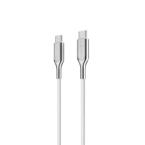 Image of Cygnett Armoured 2.0 USB-C to USB-C (5A/100W) Cable 1M - White - Connector, Fast Charging, Data Transfer