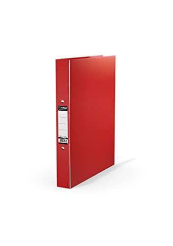 Image of Durafile Ring Binder A4 File, Red, Single File Folder Organiser, Heavy Duty Board Construction Folders for Paperwork Ring Binder, Ideal Folder for School, Home & the Office