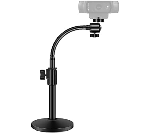 Image of InnoGear Webcam Stand for Desk, Camera Stand Mount Gooseneck Arm for Logitech Webcam C922 C930e C920S C920 C615 C960 C920x BRIO 4K NexiGo N60, Phone Mount, Right Light, GoPro with 1/4" Thread