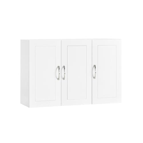 Image of SoBuy Kitchen Wall Cabinet, Wall Mounted Kitchen Cupboard with Adjustable Shelves & Doors, Bathroom Storage Unit White 90x30x60 cm FRG231-L-W