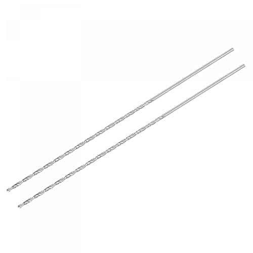Image of sourcing map HSS(High Speed Steel) Extra Long Twist Drill Bits, 2mm Drill Diameter 160mm Length for Hardened Metal Woodwork Plastic Aluminum Alloy 2 Pcs