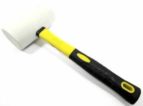 Image of Unibos | White Rubber Mallet (32oz) | Professional | Fibreglass Shaft | Non Marking | Quality Ergonomic Handle | for Paving Slabs, Bricklaying, Securing Tent Pegs
