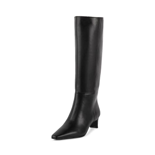 Image of Steve Madden Women's Dagne Knee High Boot, Black Leather, 4.5 UK