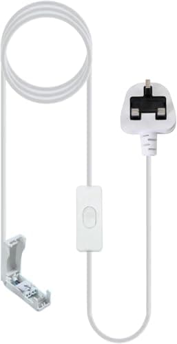 Image of Morris LED Batten Slimline Tube Light 2FT 3FT 4FT 5FT 6FT Wall/Ceiling Mount 4000k 6000k (2.9m UK Plug Adaptor, 2.9m)