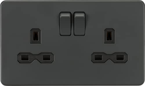 Image of Knightsbridge SFR9000 Screwless 13A 2G DP switched double socket - Anthracite