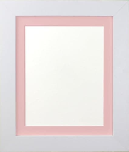 Image of FRAMES BY POST Metro White Picture Photo Frame with Pink Mount 18" x 14" For Pic Size 14" x 11"