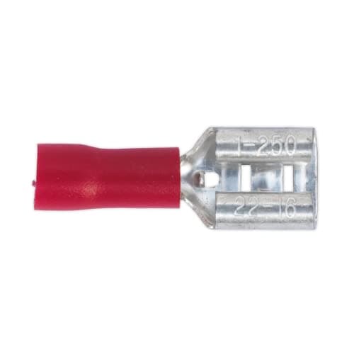 Image of Sealey RT21 Push-On Terminal 6.3mm Female Red Pack of 100