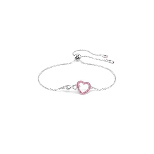 Image of Swarovski Hyperbola Bracelet, Heart and Infinity Motif with Pink Pavé Crystals in a Rhodium-Finished Setting, Part of the Hyperbola Collection
