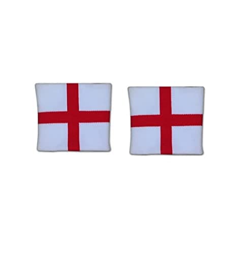 Image of Mytoptrendz® 2 pcs England National Flag Sports Wrist Band St. George's Red Cross for Unisex (White Wristband)
