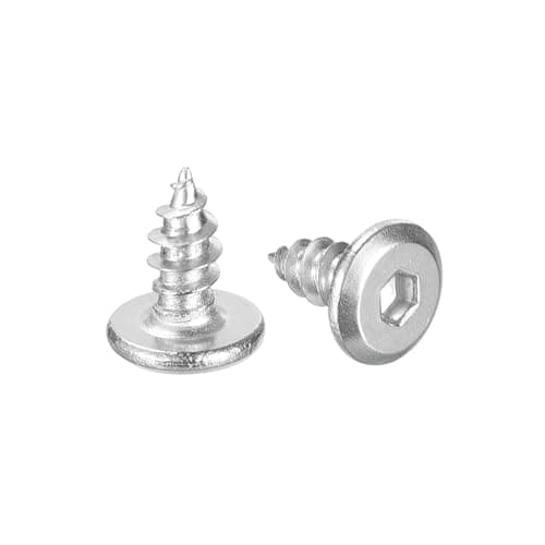 Image of sourcing map M4 x 10mm (50 Pack) Flat Round Socket Head Screws, Stainless Steel Self Tapping Full Thread Hex Socket Cap Screws for Wood Furniture