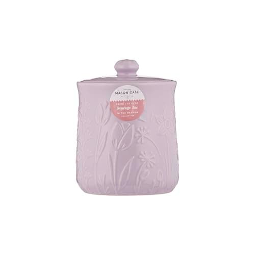 Image of Mason Cash In the Meadow Small Storage Jar 800ml Embossed Floral Design, Durable Stoneware, Airtight Lid – Ideal for Tea, Coffee, Sugar, Rice – Classic Kitchen Storage