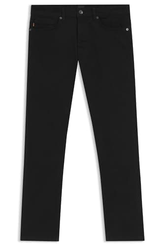 Image of BOSS Mens Delaware BO Stay-Black Slim-fit Jeans in Comfort-Stretch Denim