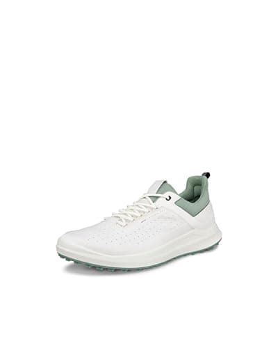 Image of ECCO Men's Core Lace Waterproof Golf Shoe, White/Sedum Green, 12-12.5