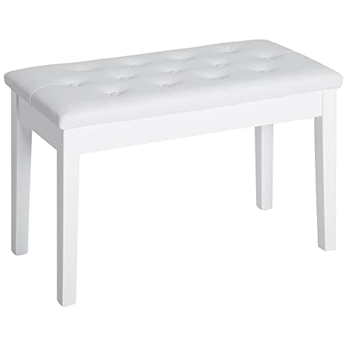 Image of HOMCOM Faux Leather Piano Stool Makeup Stool Bench Dressing Table Seat with Storage 76x36x50cm, White