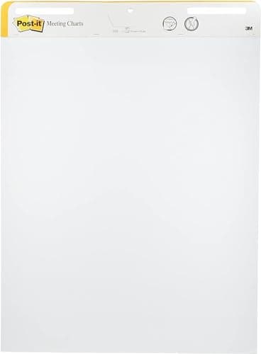 Image of Post-it Super Sticky Self Stick Meeting Chart, White, 63.5 cm x 76.2 cm, Promo Pack, 2 + 1 FREE - For Brainstorming Anywhere and Keeping all Ideas Visible