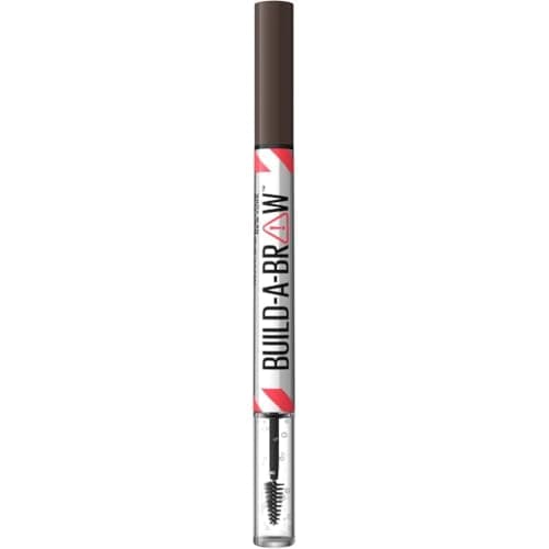 Image of Maybelline New York, Build A Brow: 2 in 1 Brow Pen + Sealing Gel, Real-looking, Fuller Brows, Waterproof, Sweat- & Smudge-resistant, 24H Wear, Vegan Formula, Shade 260: Deep Brown