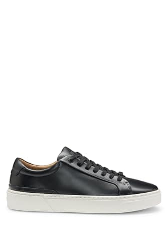 Image of BOSS Mens Gary Tenn Gary Leather Low-top Trainers with Branded lace Loop Size 11 Black