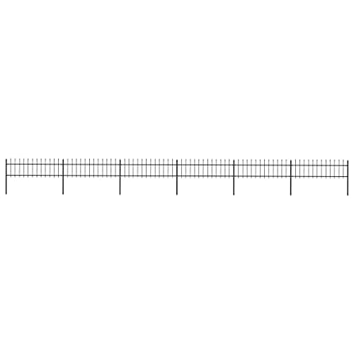Image of vidaXL Garden Fence Spear 10.2x0.6m Outdoor Panel Barrier Border Decorative Landscape Privacy Edges Black Steel Rust-resistant Metal