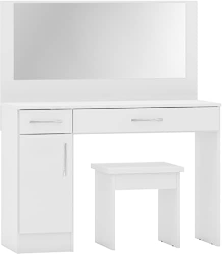 Image of Seconique Nevada Vanity/Dressing Table Set in White Gloss
