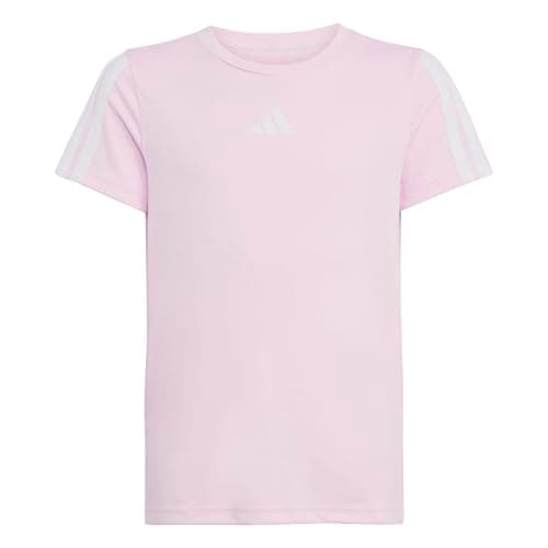 Image of adidas Girl's TRAIN ESSENTIALS 3-STRIPES T-SHIRT, Clear Pink/White, 9-10 Years