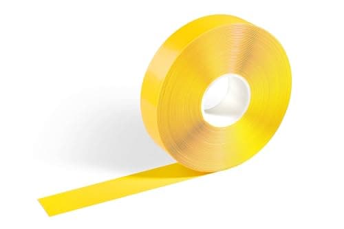 Image of Durable Floor Marking Tape Duraline - Self-Adhesive and Anti-Slip Floor Tape - 50mm x 0.5mm x 30m (WxHxL) - Silky Yellow 30 Metre Roll