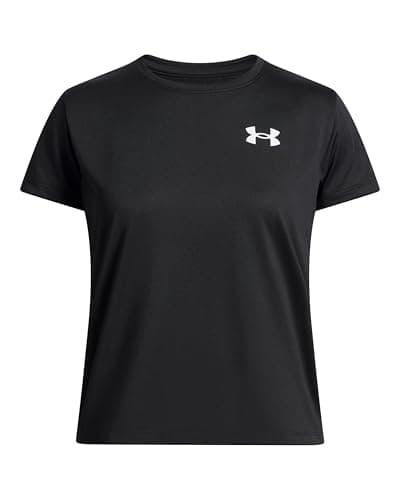 Image of Under Armour Girls' Tech Short Sleeve Crew Neck T-Shirt, Black/White, YM