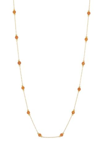 Image of Estella Bartlett Wellness Gemstone Station Necklace for Women – Natural Stone Beaded Chain – Dainty Layering Jewellery Gift for Her (Carnelian)