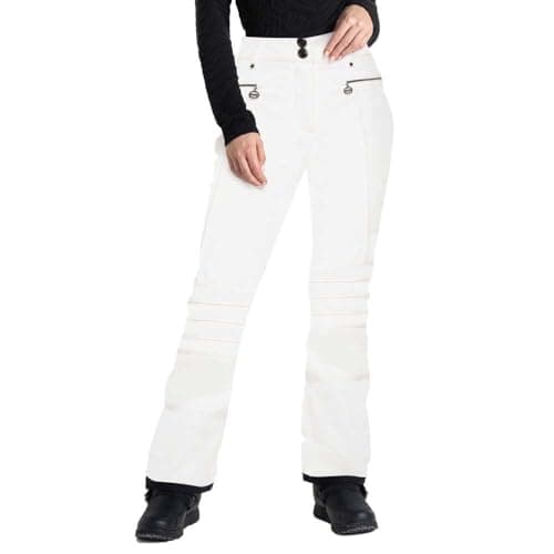 Image of Dare 2b Womens Uphill Ski Trousers | Rain Resistant Lightweight Windproof Pants in Slim Fit Bootcut Hem | Featuring Snow Gaitors and a Zip Gusset - Ideal for Winter Outdoor Sports White