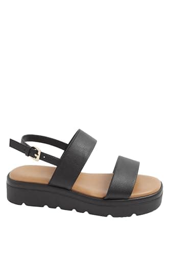 Image of Yours - Faux Leather Padded Wedge Sandals In Extra Wide Eee Fit - Women's