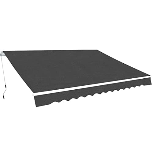 Image of ** vidaXL Folding Awning Manual Operated 400cm Anthracite Canopy - Adjustable Aluminium Frame, Polyester Fabric with PU Coating, Water & Dirt, UV-Weather Proof, Garden/Patio Solar Shade