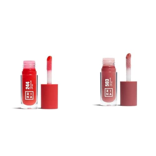Image of 3INA MAKEUP - The Color Lip Oil 244 + The Color Lip Oil 503 - Red + Nude - Lip Gloss with 24h Hydration & Hyaluronic Acid - Lipstick & Lip Balm - Vegan - Cruelty Free