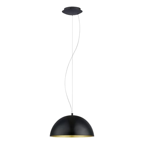 Image of Eglo Gaetano 1 Pendant lamp, 1-Light Pendant lamp, Steel Hanging lamp, Colour: Black, Gold, Socket: E27, Ø: 38 cm