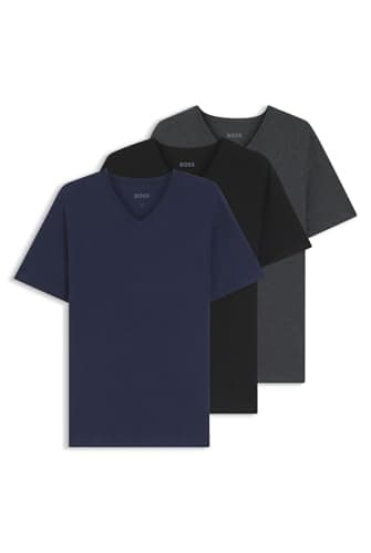Image of BOSS Mens TShirtVN 3P Classic Three-Pack of Cotton-Jersey Underwear T-Shirts with V Neckline