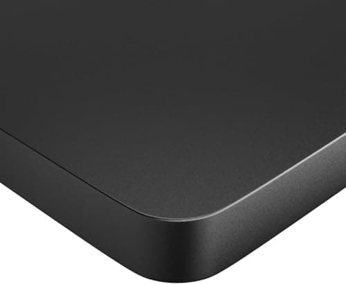 Image of BONTEC DeskTop for Height Adjustable Electric Standing Desk, 136cm x 60cm x 2.5cm, Black, Durable Laminated Surface, Compatible with Customizable Desk Frames, Waterproof, Ideal for Office and Home Use