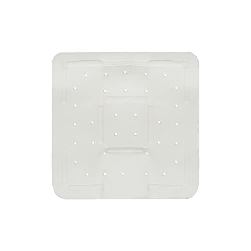 Image of Blue Canyon Nonslip Cushioned Softee Cushion Shower Mats, Quick Dry Bathmat for Shower with Drain Holes, Mould Resistant Bathroom Accessory, Durable Bath Rug Runner 54x54cm – White