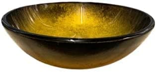 Image of BELOFAY Gold Bathroom Counter Top Wash Basin Sink, Round Glass Bowl Cloakroom Basin for Vanity Cabinet Toilets and Bathrooms, Taps & Wastes are not Included (42x14x42cm) (WxHxL)