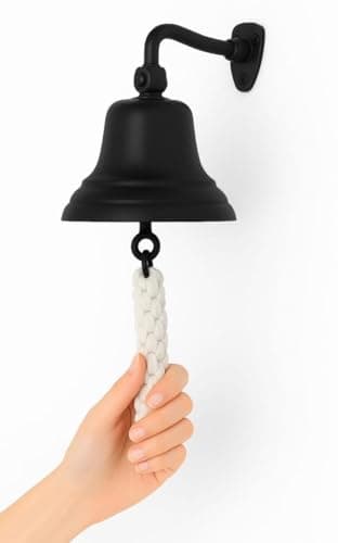 Image of Assorted Collections Bar Accessories for Home Pub HandBell – Wall Mounted Bar Bell Nautical Decorations – Unique Black Bell with Loud Sound Ideal for Christmas, Reception, Pub 5"