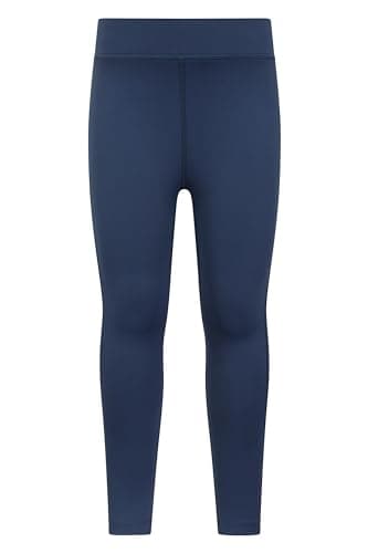 Image of Mountain Warehouse Flick Flack Soft Touch Kids Leggings - Full Length Tights, Mid Rise Childrens Pants, Sweat Wicking Bottoms - for Gym, Yoga, Dance, Running Navy Kids Size 9-10 Years
