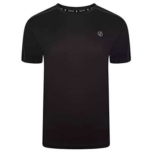 Image of Dare 2b Discernible Tee Mens Workout GIM and Running T-Shirt Q-WIC Lightweight Recycled Fabric with Odour Repellent and Reflective Print Details - Sport t-Shirt Black