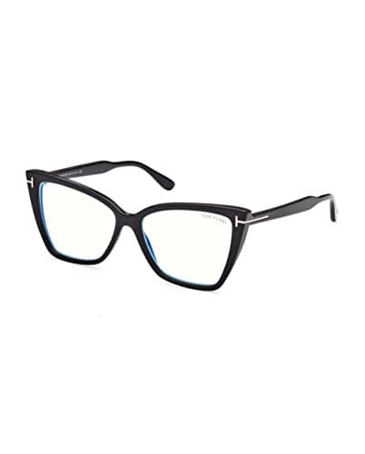 Image of Tom Ford Eyeglasses FT 5844 -B 005 Matte Black, t Logo/Blue Block Lenses