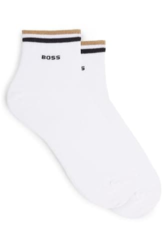 Image of BOSS Mens 2P SH Stripe CC Two-pack of short socks with signature-stripe cuffs