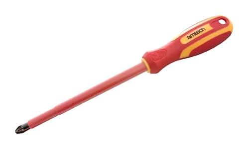 Image of Amtech – VDE Insulated Pozi PZ3 Screwdriver – 1000V Rated for Electrical Work with CRV Steel Shaft – 150mm