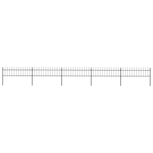 Image of 'vidaXL Black Garden Fence with Spear Top – 8.5x0.6m Powder-Coated Steel Fence – Durable and Decorative Outdoor Fencing Solution for Garden, Home or Business Property