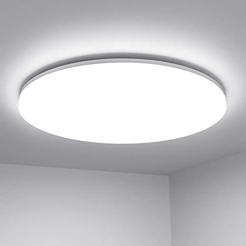 Image of Lepro Bathroom Lights Ceiling, 24W 2400lm Bright LED Ceiling Light, IP54 Waterproof, Daylight White 5000K, Large, Flush Ceiling Light for Living Room Kitchen, Hallway, Outside Porch and More, Ø28CM