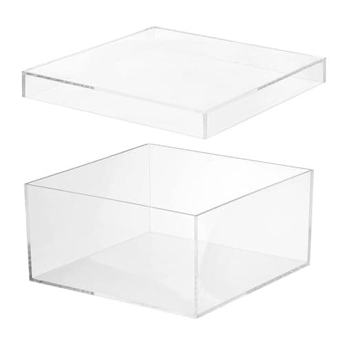 Image of PATIKIL Acrylic Box with Lid 7.87" x 7.87" x 3.94", Clear Acrylic Display Boxes Plastic Square Cube Containers Storage Organizer for Candy Tiny Jewelry Artwork Display 20x20x10 cm